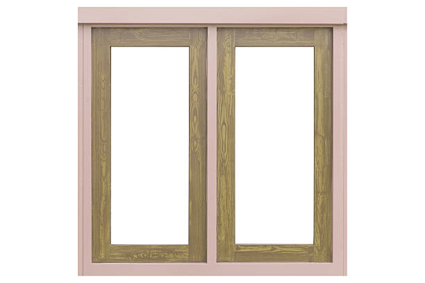 istock Wood window frame isolated on white background 530421578
