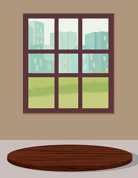 Vector illustration of Wood Cutting Board On A Counter