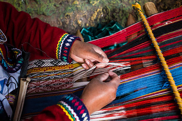 istock Inca woman weaving alpaca wool 530422591