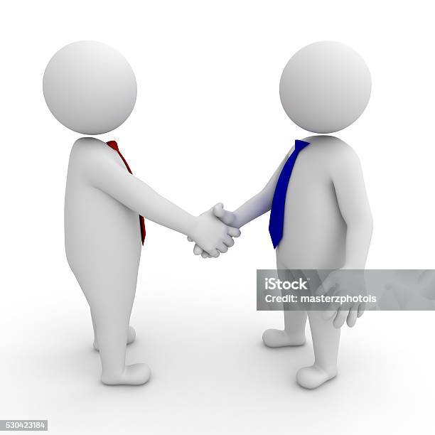 Two 3d Business Men Shaking Hands Stock Photo - Download Image Now - Achievement, Activity, Adult