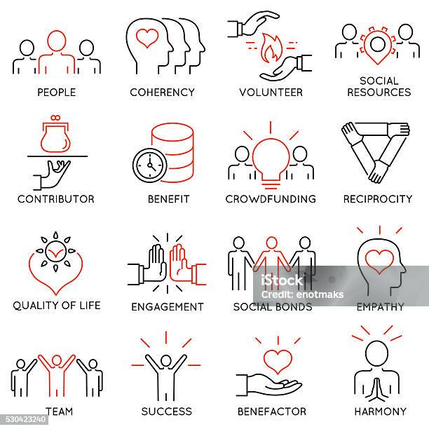 Altruism Benevolence Icons Part 2 Stock Illustration - Download Image Now - Icon Symbol, Social Security, Friendship