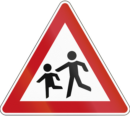 German warning sign about children on the road.