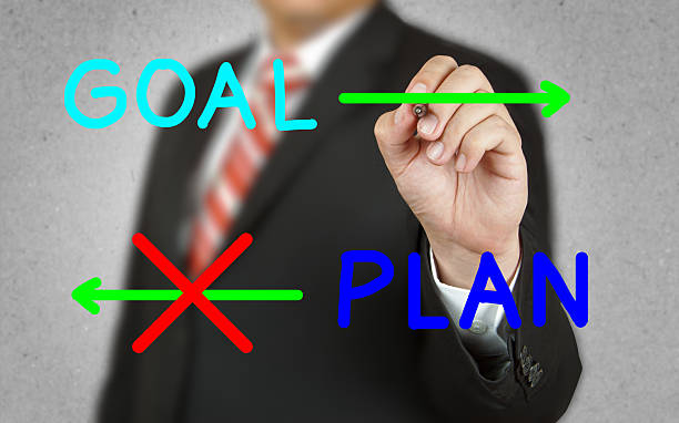 istock Businessman drawing concept of goal and plan 530424321