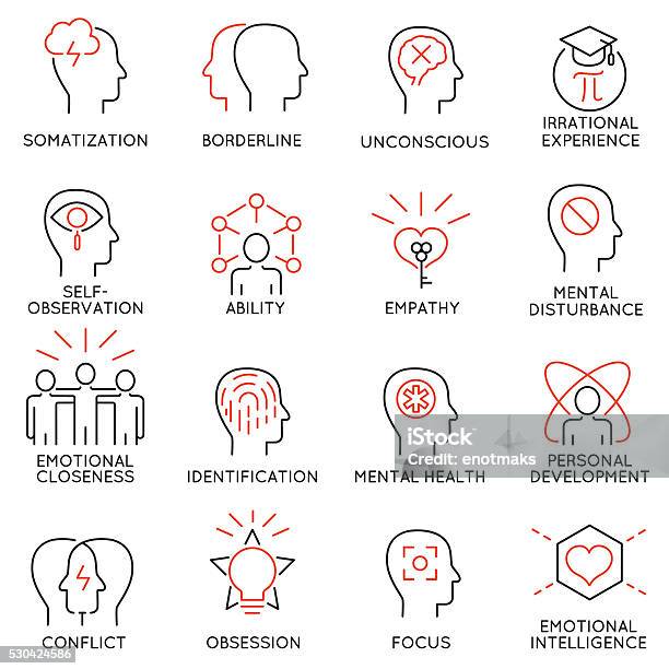 Mental Features Of Human Brain Process Mental Disorders Part 1 Stock Illustration - Download Image Now