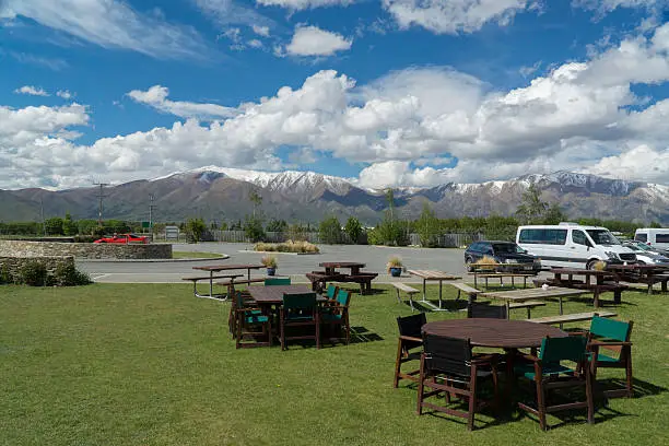 Open-air cafe in New Zealand,  South Island