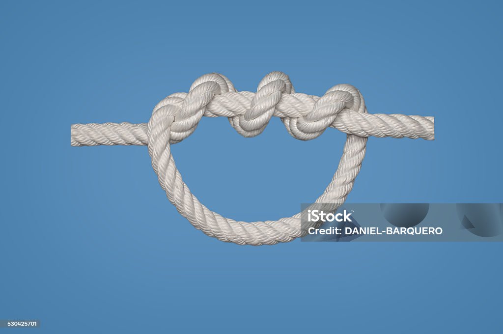 Double Overhand Knot The firts turn is followedby a second to create a large stopper knot Blue Stock Photo