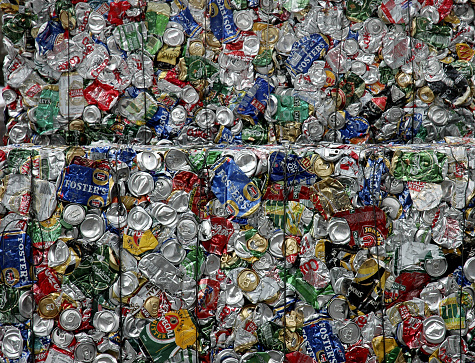 A bale of cans for recycling