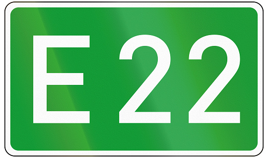European road number sign for E22.