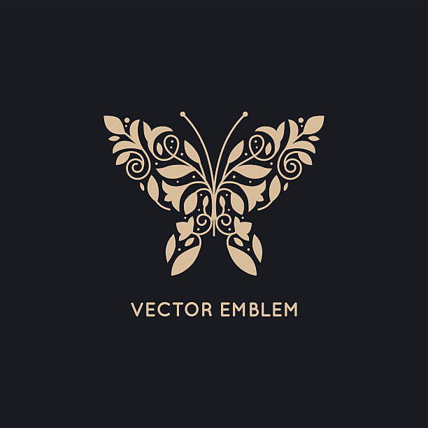 tło wektor logo szablon projektu i emblematem - floral pattern silhouette fabolous plant stock illustrations