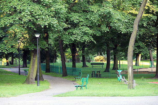 istock park, surrounded by a green landscape 530427290