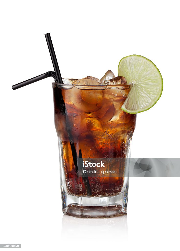 Free Cuba Cuba Libre Drink with lime on a white background Cola Stock Photo