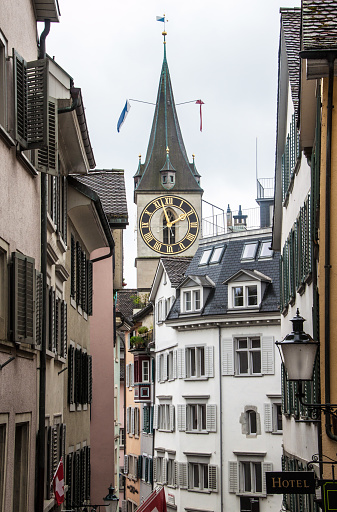 View of old houses in center of Zurich, Switzerland