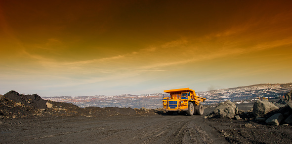 Truck, delivery by the motor transport of iron ore from a pit