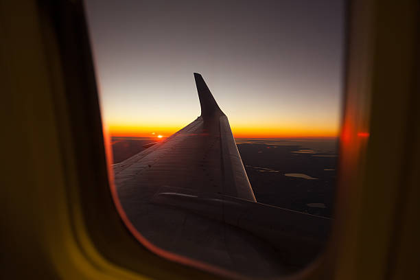 istock Wing of the plane on blue sky 530430390