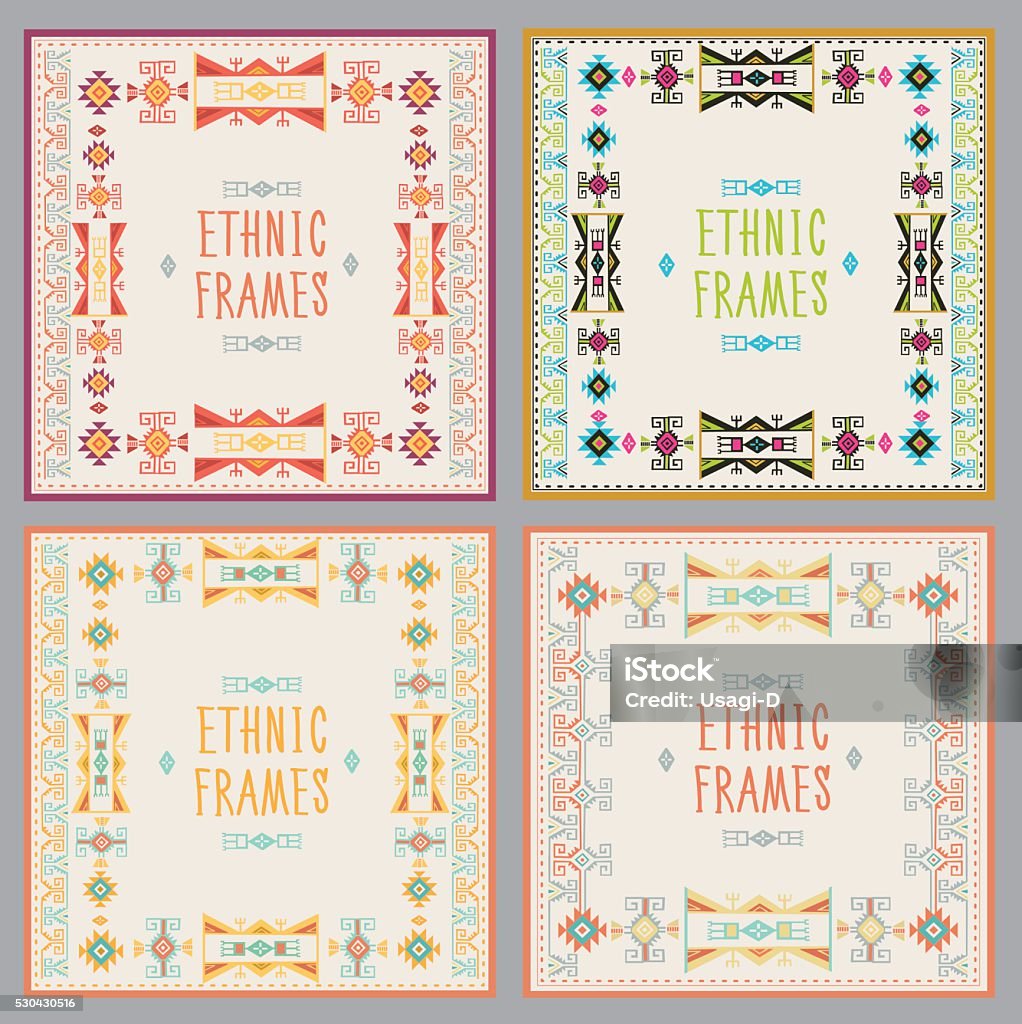 Ethnic Frame Design Ethnic Frames Vector Set Tribal Vector Navajo Stile Frame Set Stock ...