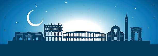 Verona skyline vector art illustration