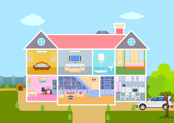 istock House in cut view with detailed interior and furniture 530438746