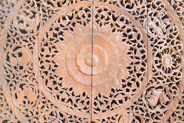 istock Flowers carved from wood 530439119