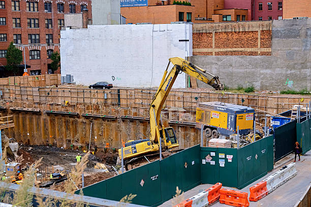 excavator on building site in New York stock photo