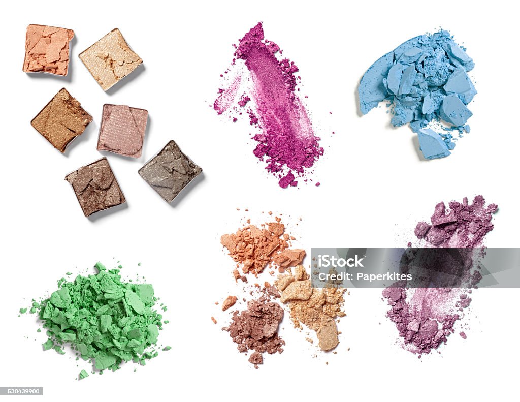 make up powder facial cosmetics collection of various   make up powder on white background. each one is shot separately Arts Culture and Entertainment Stock Photo