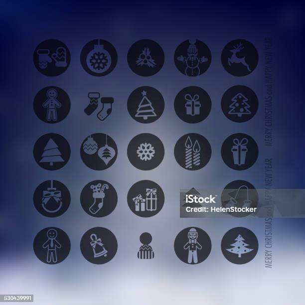 Christmas Icons Set Stock Illustration - Download Image Now - Backgrounds, Bell, Blue