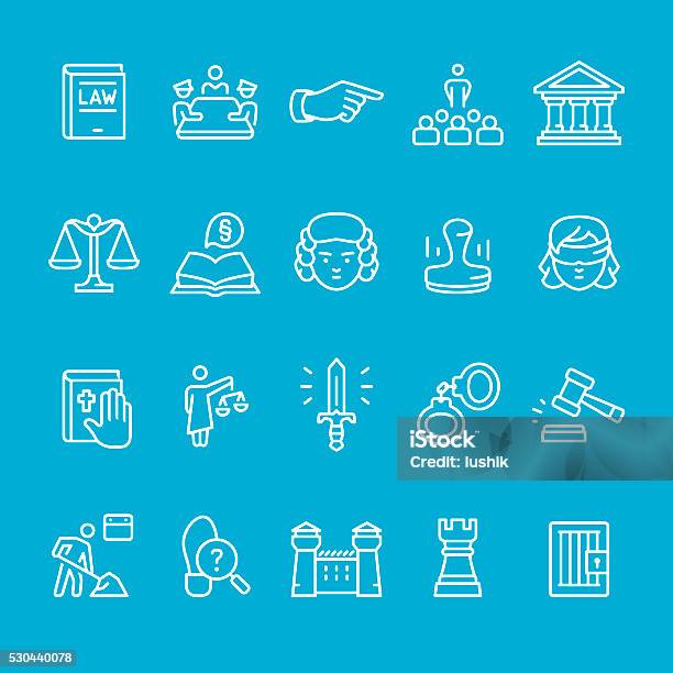Legal System Outline Icons Stock Illustration - Download Image Now - German Paragraph Icon, Legal System, Rubber Stamp