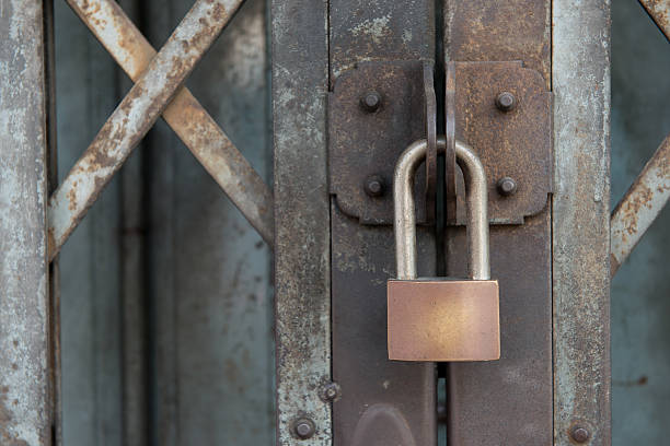 istock closeup steel door with lock 530440120