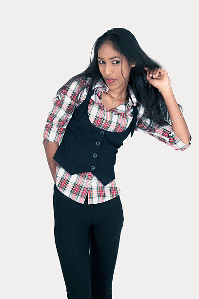 istock Beautiful woman doing different expressions in different sets of clothes 530440829