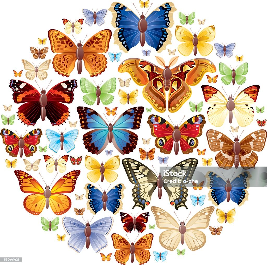 Butterlies icon set Butterflies icon set in circle.  EPS-10 (no transparent elements), Butterfly - Insect stock vector