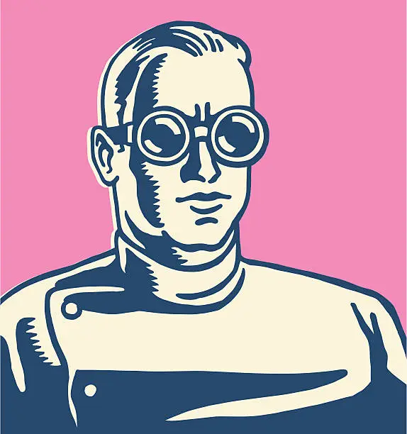 Vector illustration of Scientist Wearing Goggles