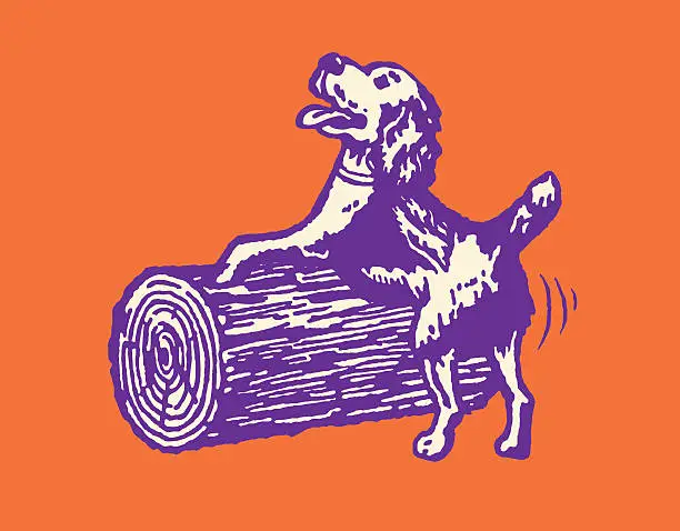 Vector illustration of Dog Humping a Log