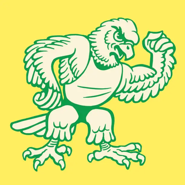 Vector illustration of Eagle Mascot Flexing