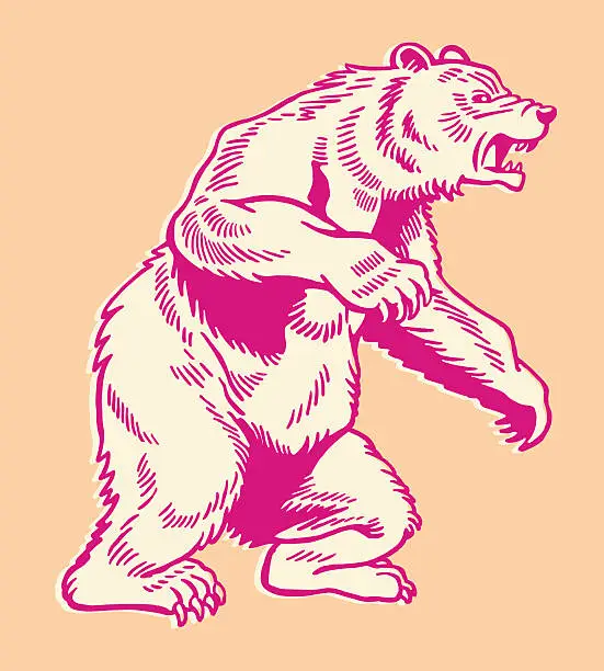 Vector illustration of Bear on Back Feet