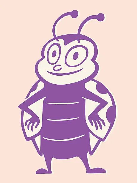 Vector illustration of Smiling Lady Bug