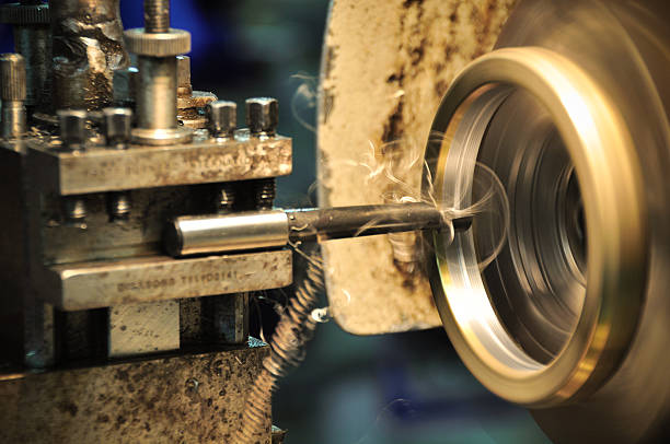 istock lathe machine in a workshop, Part of the lathe. 530449211