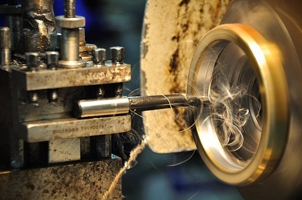 istock lathe machine in a workshop, Part of the lathe. 530449215