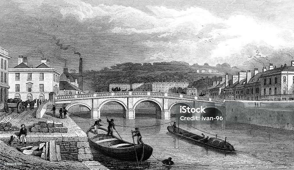 bridge Bath - England stock illustration