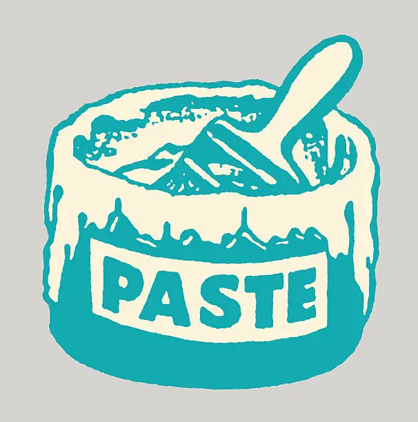 Vector illustration of Bucket of Paste with Brush
