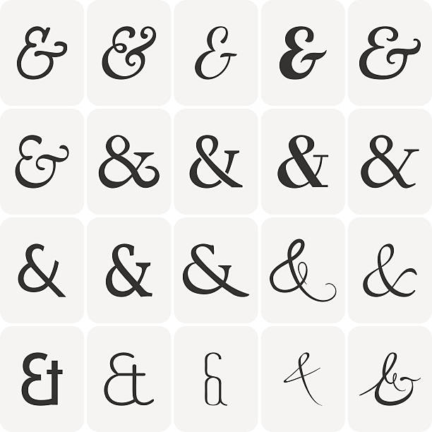 Collection of  ampersands for lettes and invitation. Vector illustration Set of decoration ampersands for letters and invitation on white background. Hand drawn type. Vector illustration ampersand stock illustrations