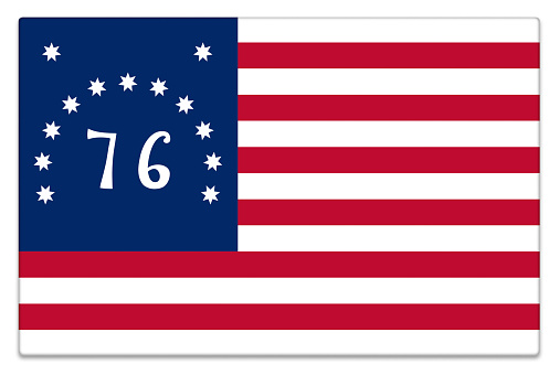 Gloss US Bennington flag on white with subtle shadow.