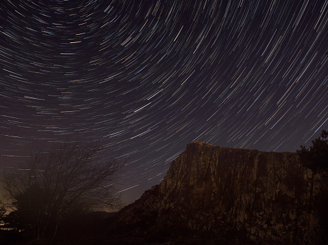 A photo showing star trails, it is stack of 60 shots x 30 sec exposure each.