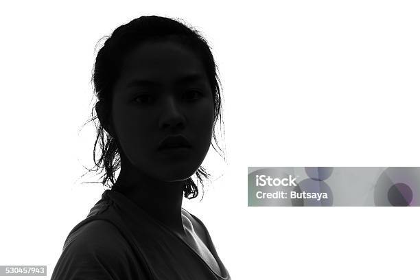 Retrato De Mujer Persona Silueta En Fondo Blanco Foto de stock y más banco de imágenes de Silueta - Silueta, Mujeres, Una sola mujer