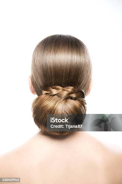 Beautiful Hairstyle Stock Photo - Download Image Now - Hair Bun, Rear View, Back