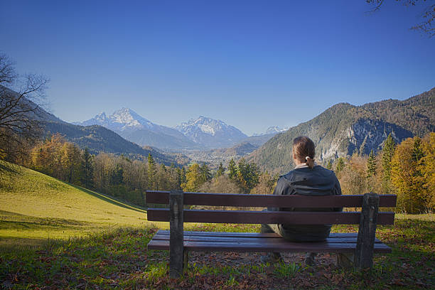 istock Man injoy the panorama view in the Alps 530459835