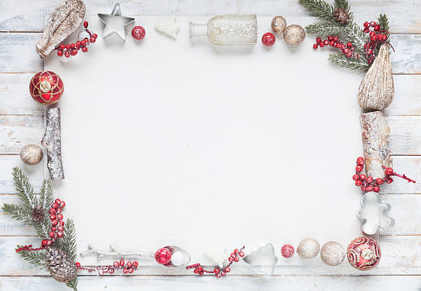 istock Christmas greeting card in red and white with copy space 530467123