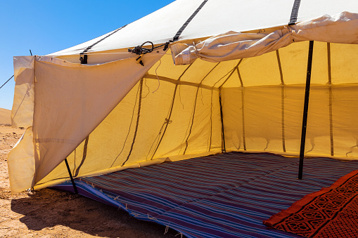 White Tuareg tent in the desert Erg Cheb Morocco North Africa Nikon D3x