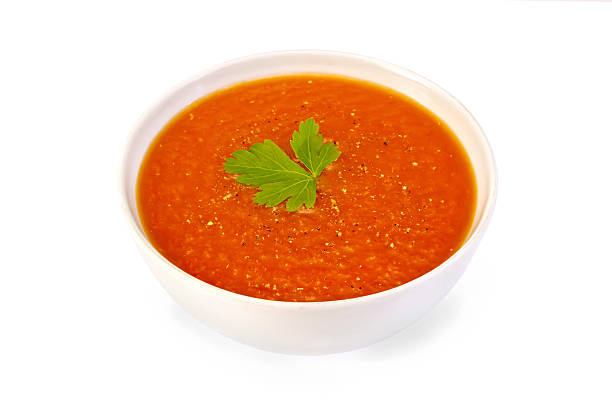 istock Soup tomato white bowl with pepper 530469867