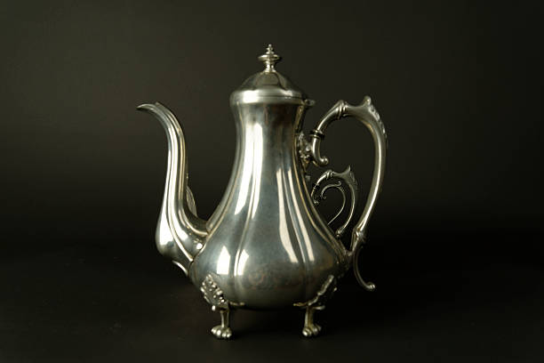 Set of vintage silver plated goblets isolated