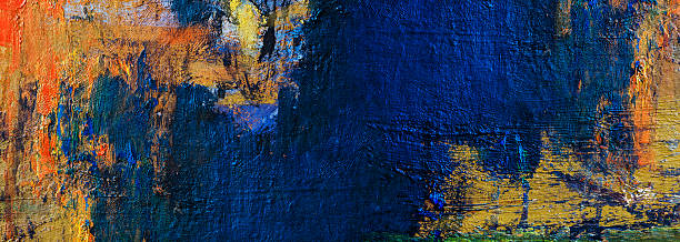 istock Abstract painted orange and blue art backgrounds. 530472689