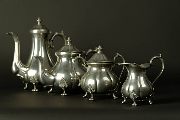 istock Set of vintage silver plated goblets isolated 530472939